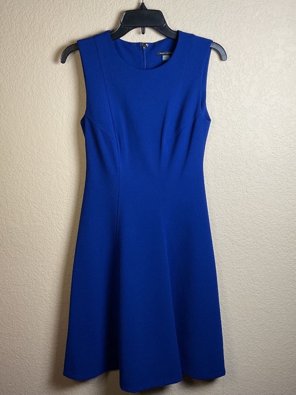 Tommy Hilfiger Womens 2 Royal Blue Sleeveless A-Line Dress Office Workwear